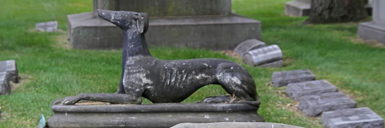 SOS Levrieri - Statue di Levriero nel cimitero di Rosehill